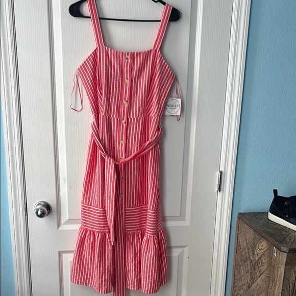 Volaty Red Striped Midi Dress - Picture 1 of 10